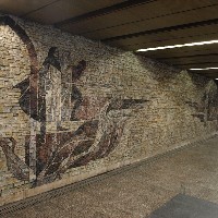 Želivského station, line A - stone mosaic Jan Želivský and his time
