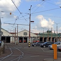 Vozovna Žižkov, druhá nejstarší dosud provozovaná tramvajová vozovna v Praze.